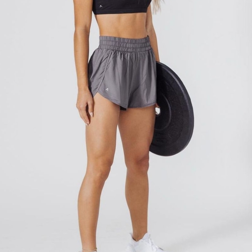 ACTA High Waisted Shorts w/ Liner - Smoke , size M